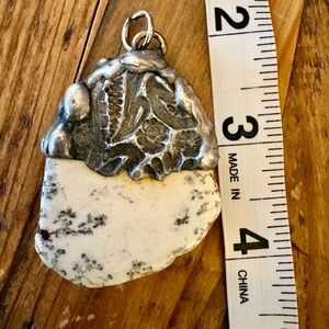 Stunning Heavy  stone and organic metal pendant